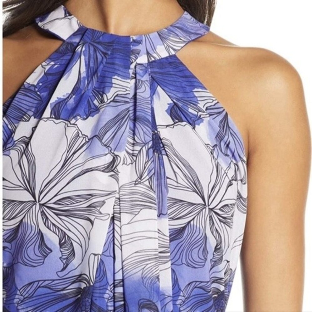 Badgley Mischka by Mark And James Floral Print Drape Front Maxi Dress 4 NWOT - Picture 2 of 14